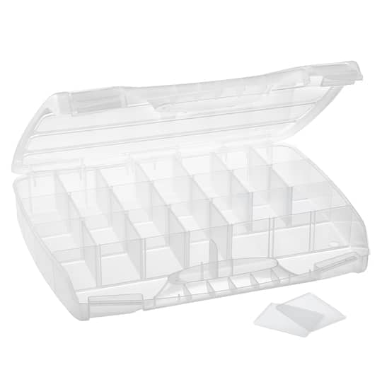 Bead Landing; Large Adjustable Compartment Bead Storage Box with Handle by Bead Landing™; Category:Plastic Bead Storage; Image:1